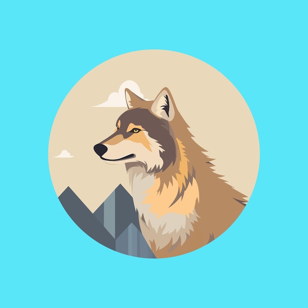 Een wolf een wolfskop Platte ontwerp vectorillustratie