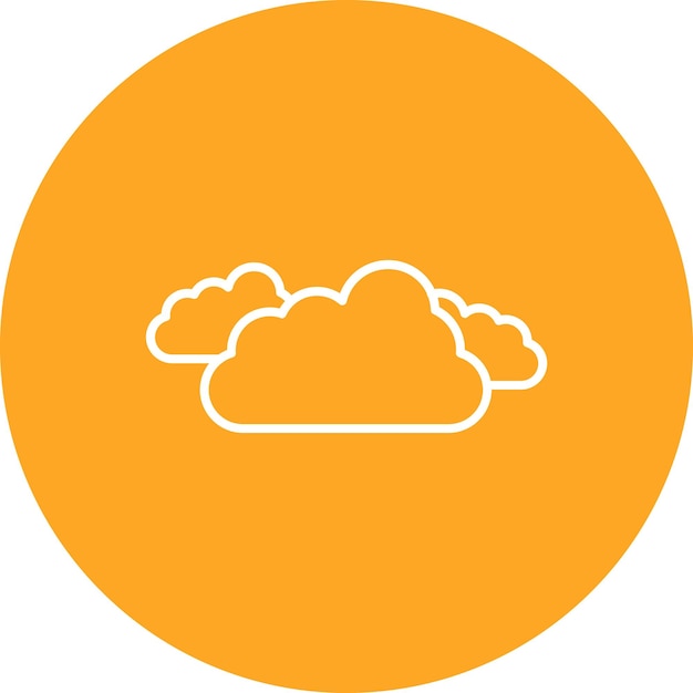 een wolk in een oranje cirkel met een gele achtergrond
