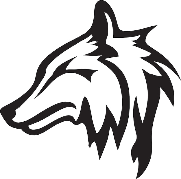 Een wolvenkop met een zwarte achtergrond en het woord wolf erop.