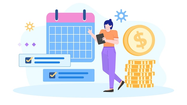 Een zakenvrouw maakt budgetplanning en uitgaven bijhouden