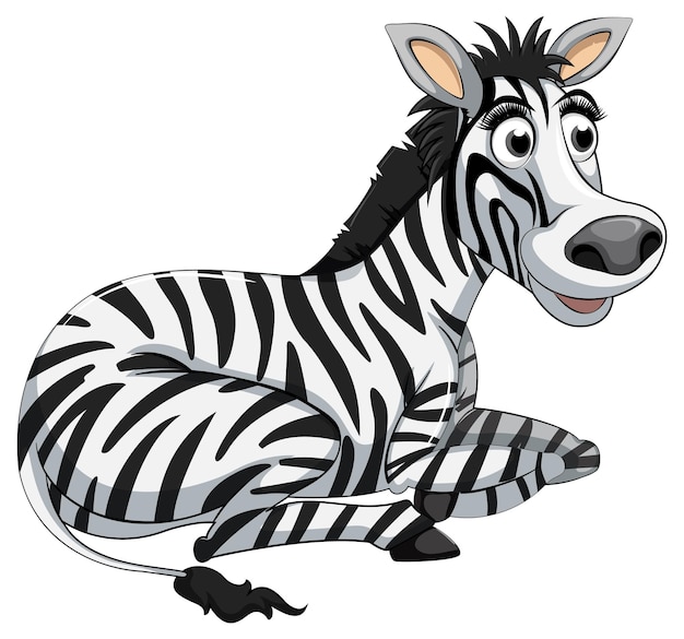 Vector een zebra in een stripfiguur in liggende positie