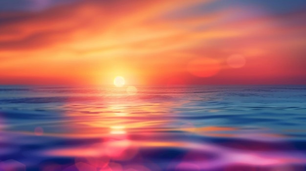 Vector een zonsondergang over de oceaan met een zonsondergang en een aquarel schilderij