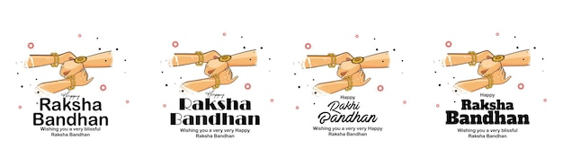 Een zuster bindt rakhi aan de hand van haar broer ter gelegenheid van Raksha Bandhan typografieontwerp