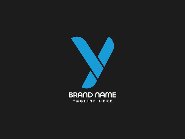 Een zwart en blauw logo met de letter y op een zwarte achtergrond