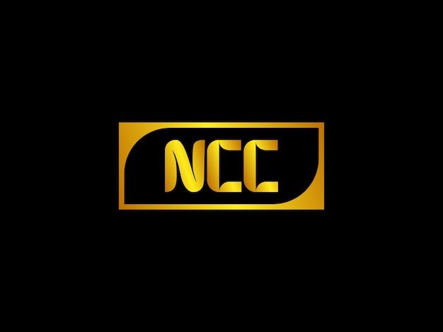 Een zwart en goud logo voor ncc.