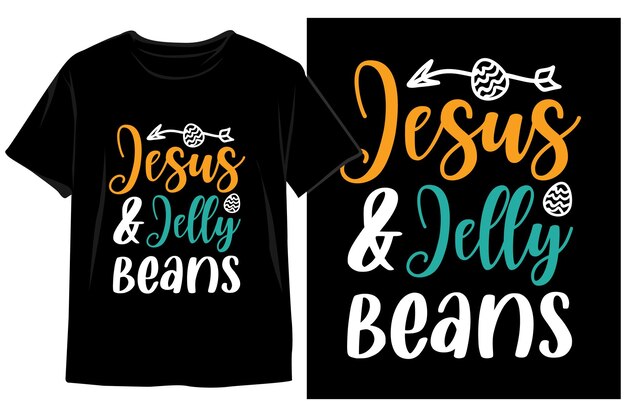 Een zwart shirt met de woorden jezus en jelly beans erop