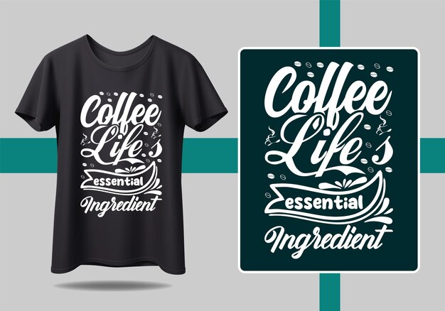 Vector een zwart shirt met essentiële ingrediënten voor het koffieleven erop