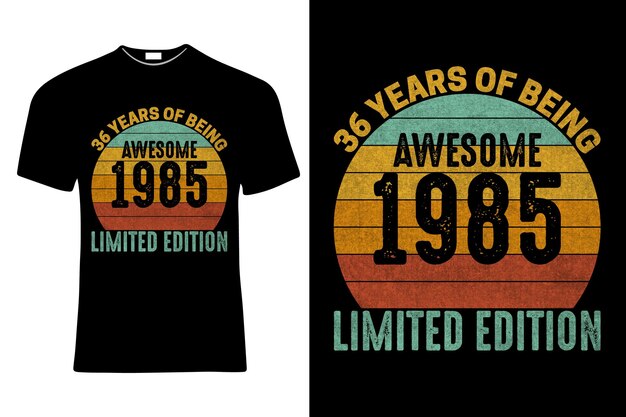 Vector een zwart t-shirt met '35 jaar awesome' erop.