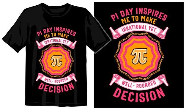 Een zwart t-shirt met de tekst pi-dag inspireert me om pi te maken.