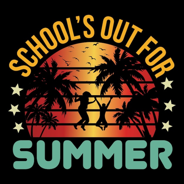 Een zwart t-shirt met de woorden school's out for summer erop.