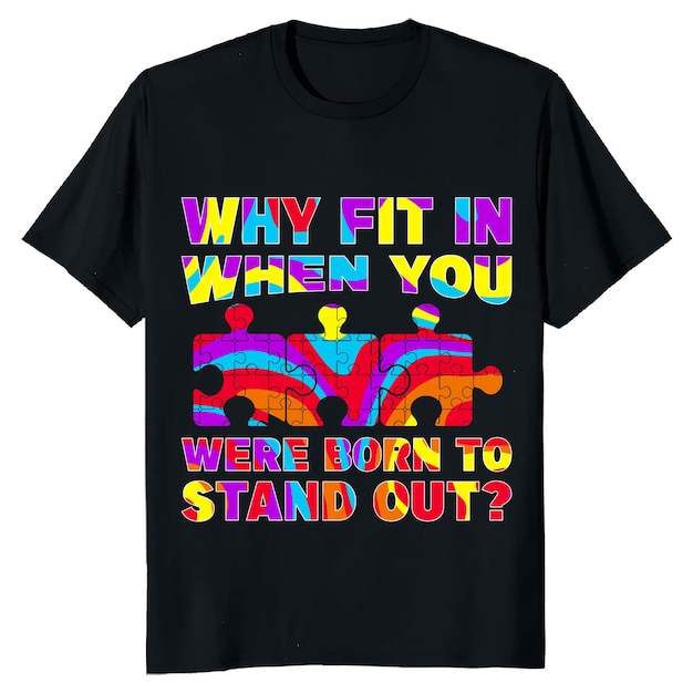 Een zwart t-shirt met de woorden why fit in when you are born to stand out