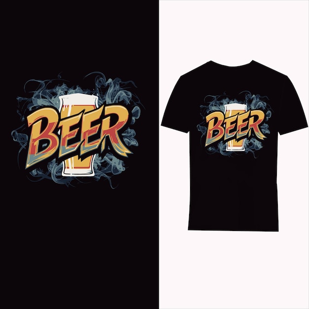 een zwart t-shirt met het woord bier erop