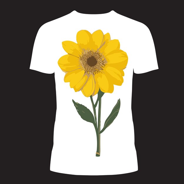 Een zwart t-shirt met zonnebloembloem