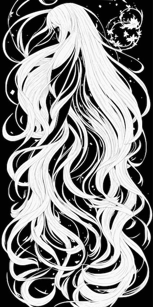 Een zwart-wit afbeelding van een haar met de sterren op de achtergrond.