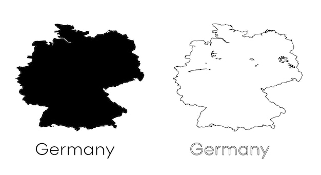 Een zwart-wit afbeelding van een kaart met duitsland en het woord duitsland.