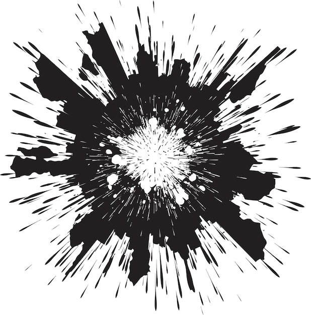 een zwart-wit afbeelding van een zwarte en witte abstracte afbeelding Van een cirkel met een witte ster erop