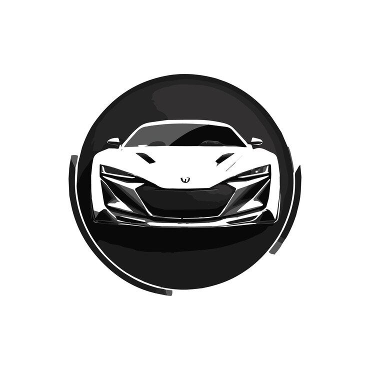 een zwart-wit auto logo ontwerp modern met een kap die zegt een auto