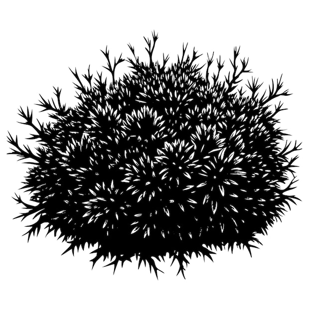 een zwart-wit beeld van een grote bal van zwarte bladeren