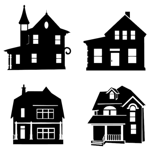 een zwart-wit beeld van een huis met een huis in het midden