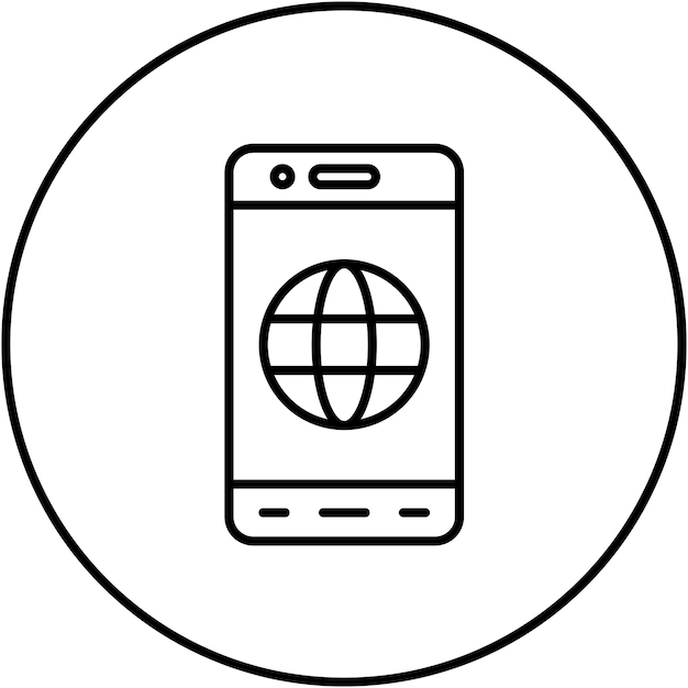 een zwart-wit beeld van een telefoon met een wereld erop