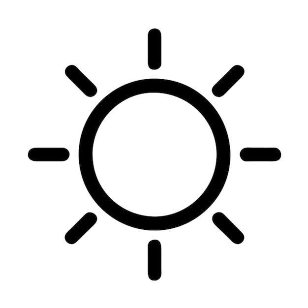een zwart-wit beeld van een zon met een witte achtergrond