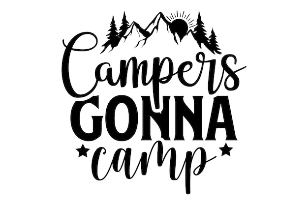 Vector een zwart-wit foto van een camper die zegt camper