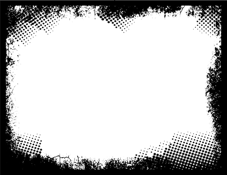 Vector een zwart-wit grunge fotoram met halftone dot effect vintage border vector