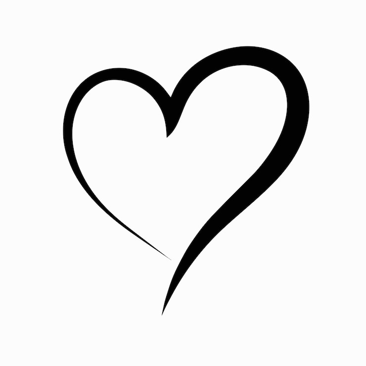 Vector een zwart-wit hart met het woord liefde erop.