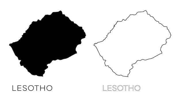 Een zwart-wit kaart van lesotho en lesotho.