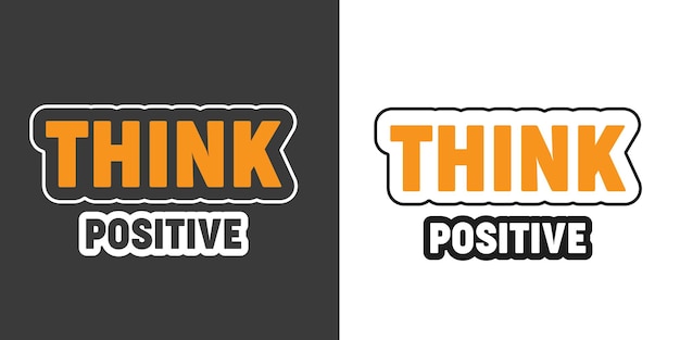 Een zwart-wit logo dat zegt denk positief.