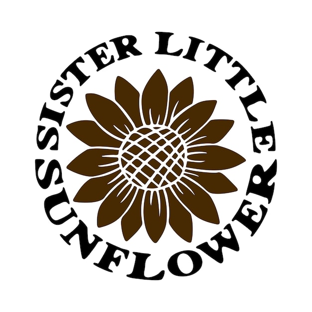 Een zwart-wit logo dat zuster kleine zonnebloem zegt.