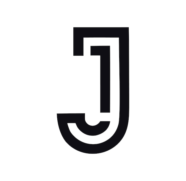 een zwart-wit logo met de letter j erop