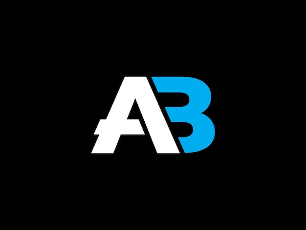 Een zwart-wit logo met de letters abb op een zwarte achtergrond