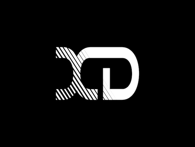 Een zwart-wit logo met de letters dd en cd