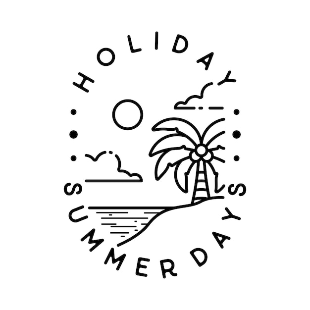 Vector een zwart-wit logo voor een strandvakantie