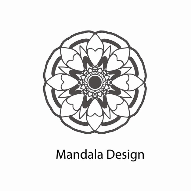 Een zwart-wit mandala-ontwerp met de tekst "mandala design".