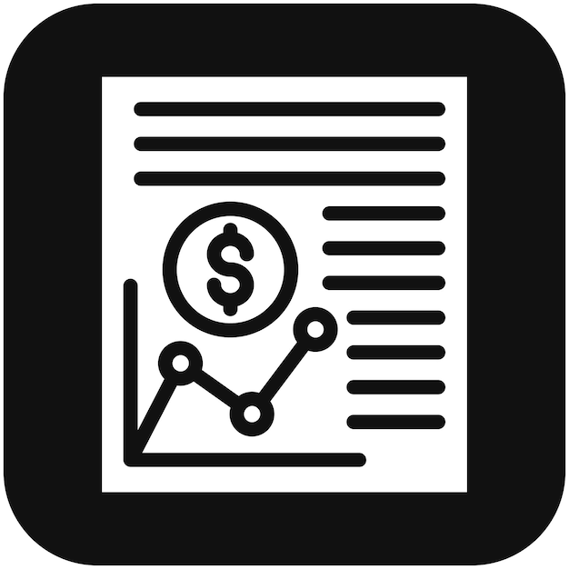 een zwart-wit teken met een grafiek en een speld met een dollarteken erop