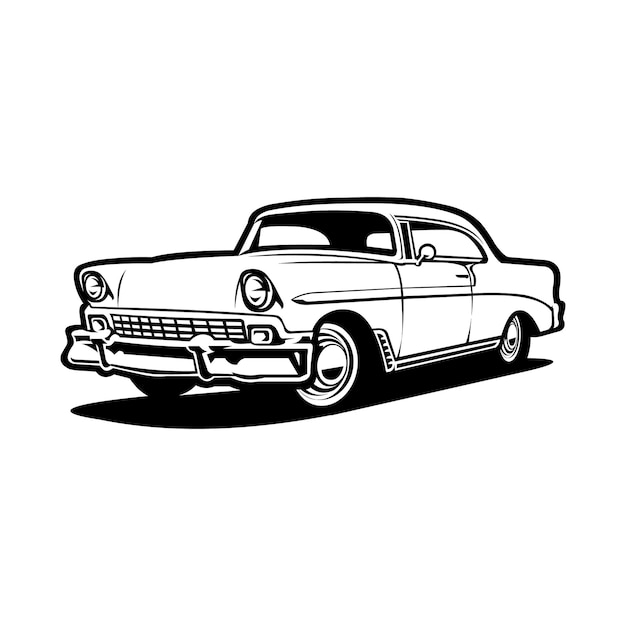 Een zwart-wit tekening van een auto met het woord ford op de voorkant.