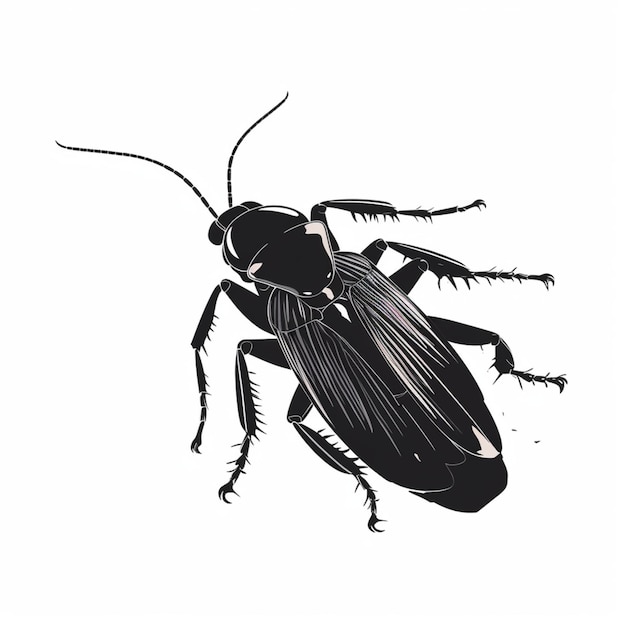 Vector een zwart-wit tekening van een insect met de letter t erop