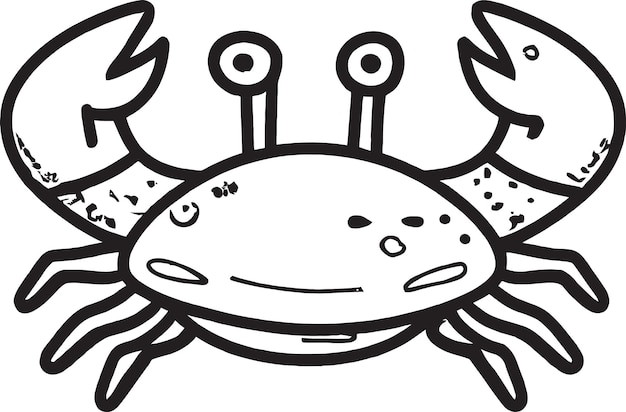 Een zwart-wit tekening van een krab.