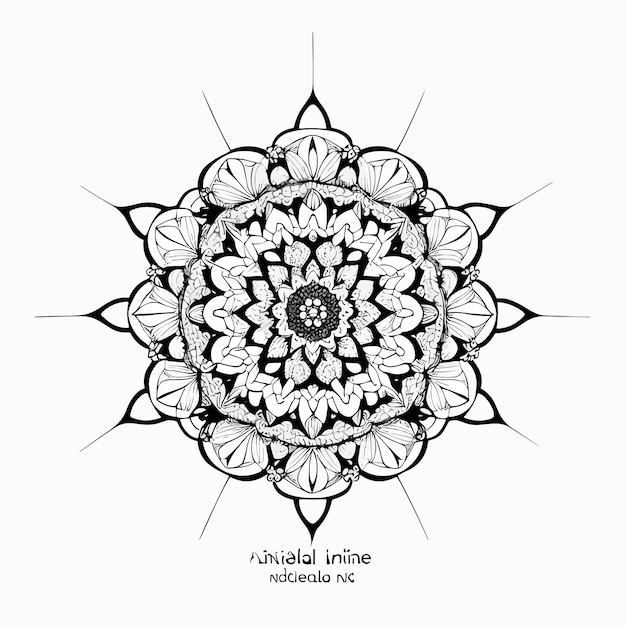 Een zwart-wit tekening van een mandala met de woorden "yakult inline" erop.