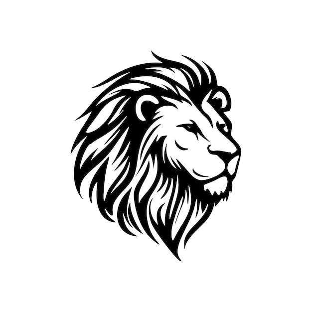 Een zwart-wit vectorlogo van een leeuw, eenvoudig van ontwerp
