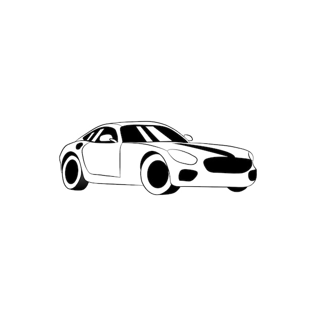 Een zwart-witte tekening van een auto vectorontwerp