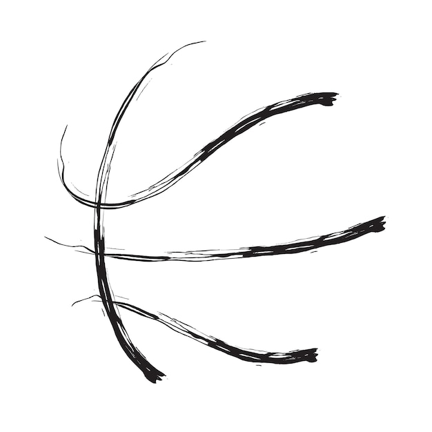 een zwart-witte tekening van een basketbal