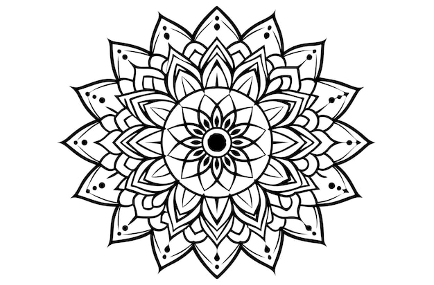 een zwart-witte tekening van een bloem met een ontwerp dat zegt quot mandalas quot