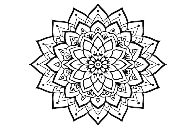 een zwart-witte tekening van een bloem op een witte achtergrond