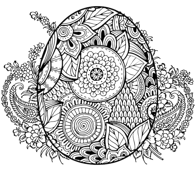 een zwart-witte tekening van een cirkel met een bloemenontwerp