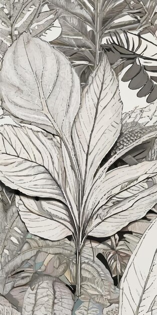 Vector een zwart-witte tekening van een plant met bladeren