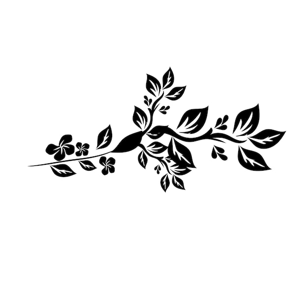 Vector een zwart-witte tekening van een plant met bloemen en bladeren