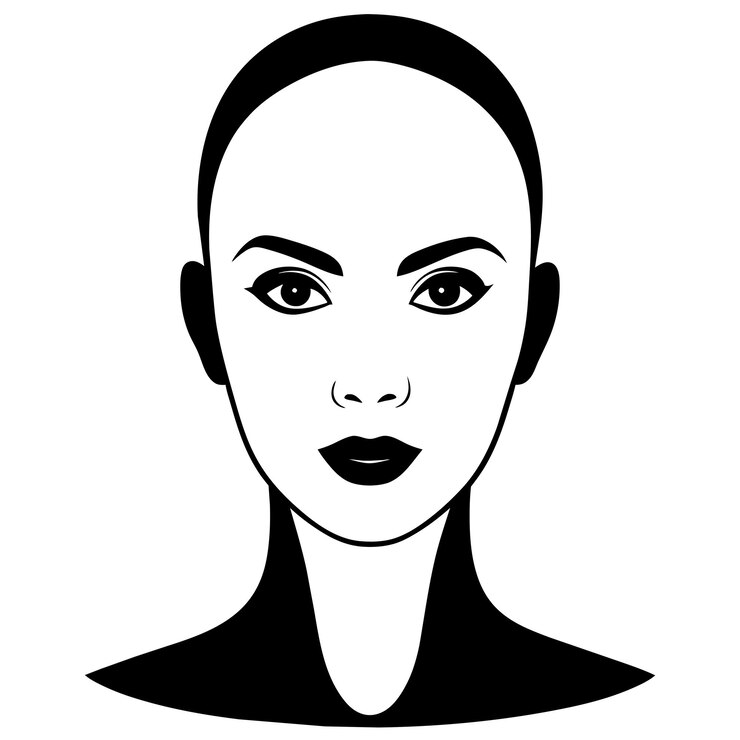 Vector een zwart-witte tekening van een vrouw met een zwarte kapsel